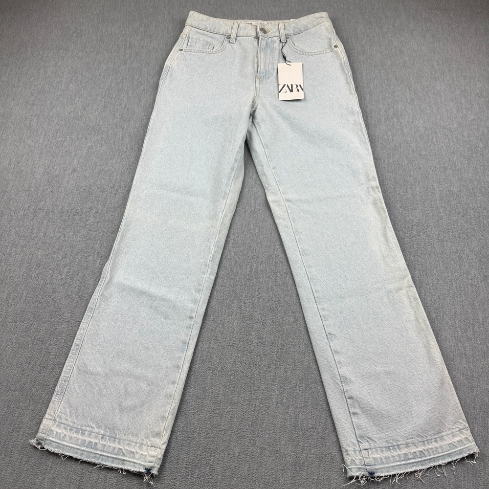 Zara Jeans Women 2 26x29 Blue Denim Straight Ankle Length Light Wash Classic NWT